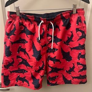 Men’s/Boys swimsuit- Red w shark print